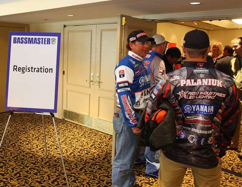 <p>After having their head shots taken for Bassmaster television, the next stop for contenders was to officially register for the 2013 Bassmaster Classic.</p>
