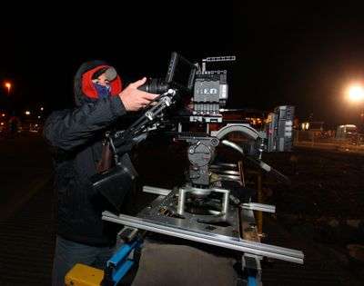 <p>Cameraman Wes Miller prepares the slow-motion camera. </p>
