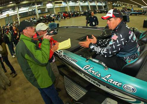 <p>Chris Lane will begin defense of his Bassmaster Classic title in the morning. </p>
