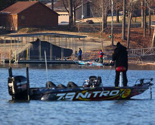 Brandon Card fishes within sight of VanDam.