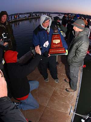<p>The Classic trophy made an appearance on the dock Sunday morning.</p>
