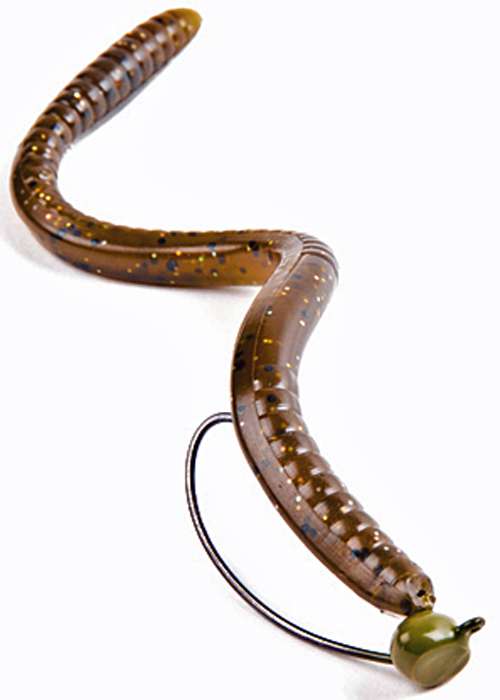 <p><strong>Shaky head</strong></p>
<p>A shaky head is the go-to rig for many anglers when fishing gets tough. There are few baits that simply get bit as readily as a straight-tail finesse worm on a light jighead. These can also be big-fish baits; Kevin VanDam famously caught an 11-pound sow from the dam at Lake Lewisville, Texas, in one of his early wins on a shaky head. This is Berkley's Havoc Bottom Hopper.</p>
