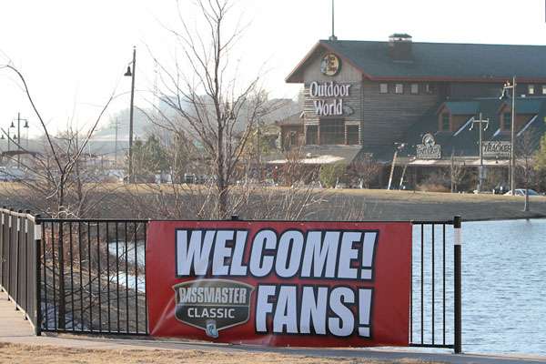 Oklahomans were gracious hosts of the 2013 Bassmaster Classic. One of the first to get out the many welcomes was Bass Pro Shops along the Broken Arrow Expressway leading into Tulsa. Along with pro anglers holding seminars there during the week, Bass Pro Shops offered free shuttle rides to the Classic venues.
