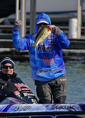 Shaw Grigsby: Shaw was in the hunt the whole tournament. The first day he fished a jerkbait, then switched over to a jig on Day Two, then a Strike King Menace grub (green pumpkin/purple/gold) on the final day. He fished main lake and secondary points that had steep drops and brush.