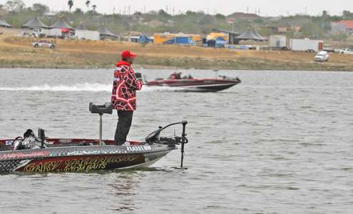 <p>Matt Greenblatt fishes near the take-off area during the opening minutes of Day One.</p>
