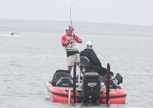 <p> </p>
<p>Matt Reed hooks up with his fifth fish of the day.</p>
