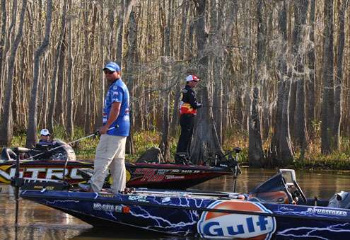 <p>Haseotes and Kevin VanDam were sharing water. </p>
