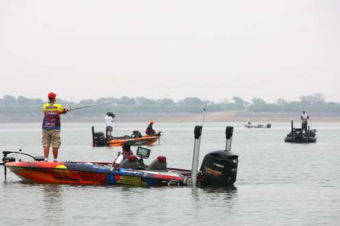 <p> </p>
<p>Tournament leader Keith Combs was sharing water with both VanDam and Shyrock. </p>
