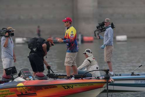 <p>Combs has a hit as the camera guys change boats.</p>

