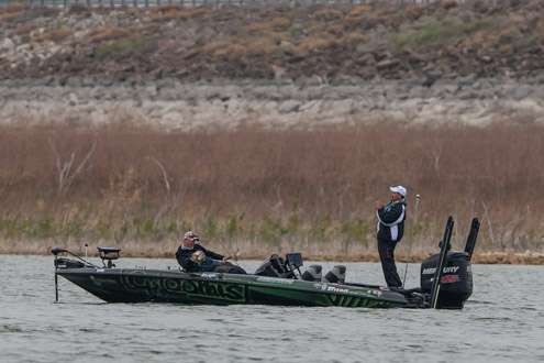 <p>Jonathon VanDam finally has a handle on the fish. His Marshal got all the action on his phone.</p>
