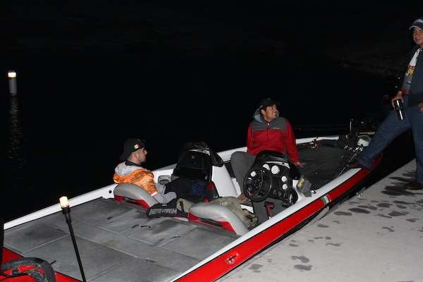 <p>Anglers from Mexico prepare for launch on Day One of the Carhartt College Series Central Regional on Lake Amistad.</p>
