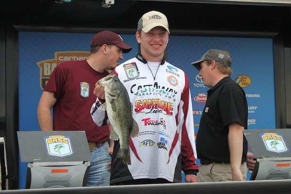 <p> Joshua Wymer of Texas A&M with a nice fish on Day One. </p>
