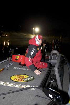 Jason Williamson, who is fifth with 76-12, chooses his weapons from the rod locker.