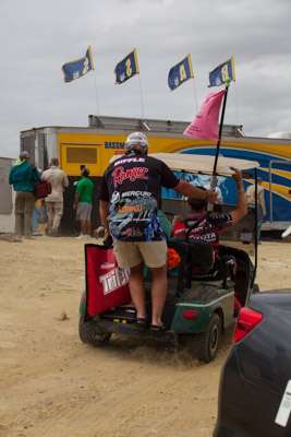 <p>Biffle had to ride in the back.</p>
