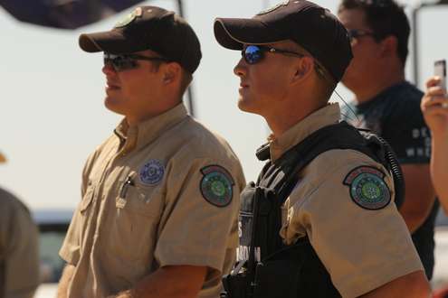 <p>Texas Game Warden officers were enjoying the Falcon Lake weigh-in.</p>
