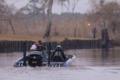 <p>Ish Monroe looks for a place to wet a line on Day Four of the Sabine River Challenge presented by STARK Cultural Venues.</p>
