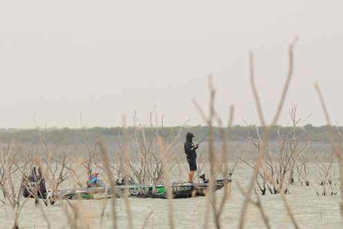 <p>Fred Roumbanis works the back waters.</p>
