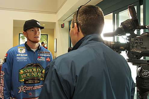 <p>Elite Series rookie Josh Bertrand was interviewed by local media.</p>
