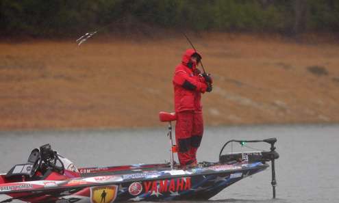Like most anglers on Day One, Brent Homan was throwing an umbrella rig.

