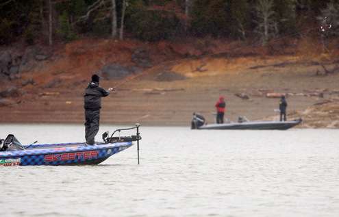 With 180 boats competing, several anglers were sharing water on Day One.