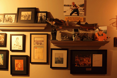 <p>The hallway also includes photos and memorabilia from McKinnisâ days of producing <em>The Fishinâ Hole.</em></p>

