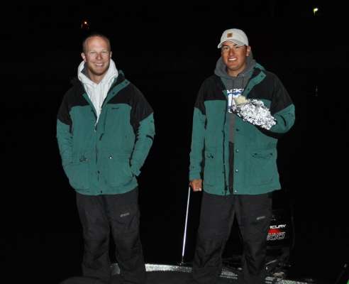 <p>Zach Taylor and Samuel Brown of Utah Valley University are all smiles this morning before takeoff.</p>
