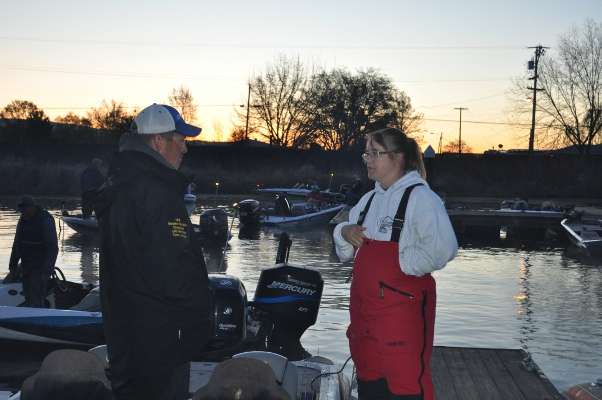 Percifield chats with his co-angler for the day, Becca Golightly of Wyoming.