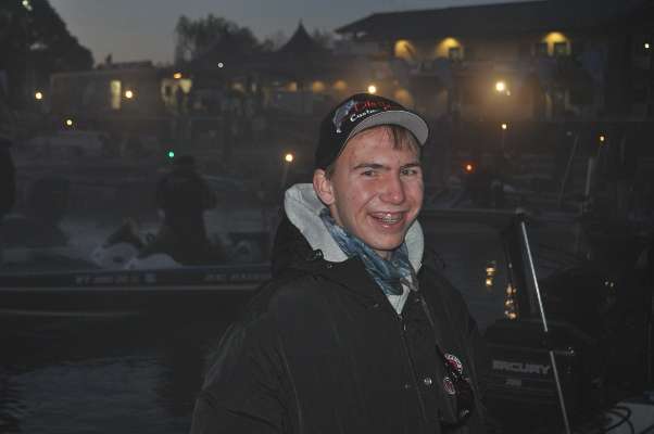 <p>Tyler Rollman of Utah is ready to fish in today's Junior Bassmaster competition.</p>
