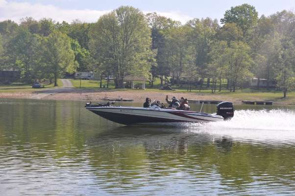 <p>Junior Bassmaster anglers are out practicing for tomorrow's competition.</p>
