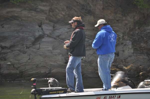 Justin Nichols of Alabama and Frank Raymer of Kentucky share a boat today.