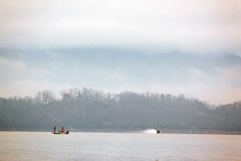 <p>Morning clouds shroud the Great Smoky Mountains that are usually visible from Douglas Lake.</p>
