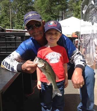 Jace Thaxton shows off his 1.20-pound bass.