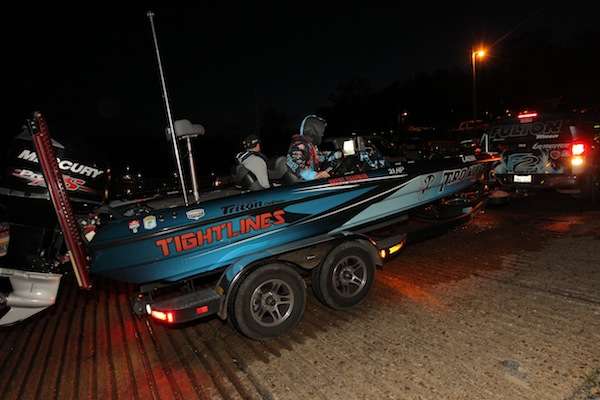 <p>Brent Chapman backs in his boat as Day 3 of the Ramada Quest on Bull Shoals Lake gets underway.</p>
