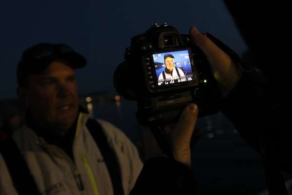 <p>Cliff Prince gets interviewed on Day Four of the Ramada Quest on Bull Shoals Lake. </p>
