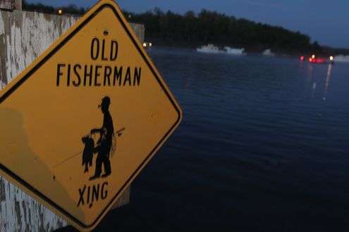 <p>Everywhere inside and out of Bull Shoals Boat Dock there's something to see, like this sign marking the walkway to the dock. </p>
