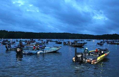 <p>The Elite Series anglers began clustering near the takeoff dock, waiting to hear their boat number called.</p>
