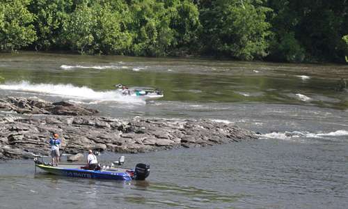 <p>While heâs fishing the other gap, a local angler in a jet boat jets past.</p>
