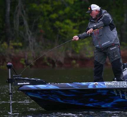 <p> </p>
<p>Biffle is hooked up for his first of the day.  He is really pleased with this fish.  He stated that âI didnât do well here in practiceâ</p>
