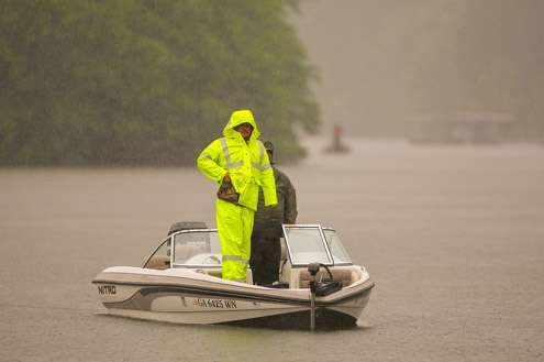 <p>Local anglers are working through the heavy rain to watch Reese.</p>
