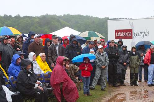 <p>The fans arrived early despite the rain!</p>
