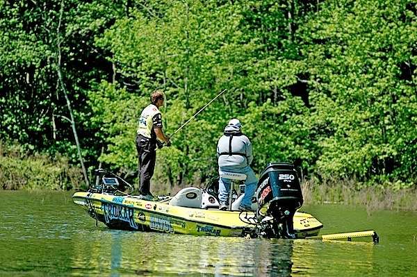 <p> </p>
<p>Reese sets up on a bedding bass that he fished for 30 minutes.</p>
