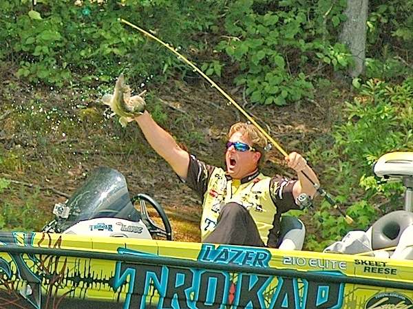 <p> </p>
<p>After a short battle, Reese hauls the fish in. You can tell heâs feelinâ it. He knows he has a shot at winning with this bass.</p>
