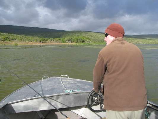 <p>Alfie Curling served as Allen's tour guide on a lake in Kwandwe Game Preserve.</p>
