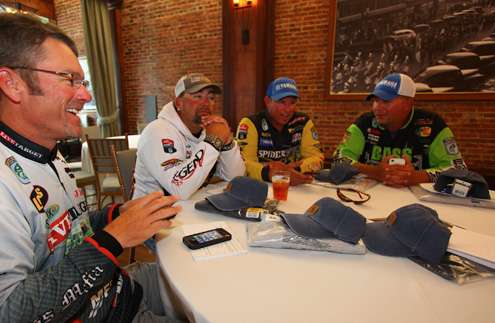 <p> </p>
<p>Stephen Browning, (far left), comes to West Point with the momentum of a Bassmaster Open win at last weekâs Central Open #1, held on the Red River. </p>

