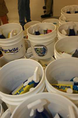 <p>Presenting sponsor Star brite presented each competitor with a bucket full of their products.</p>

