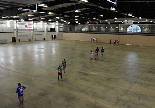 Anglers make their way across the floor of the Crampton Bowl Multiplex. 