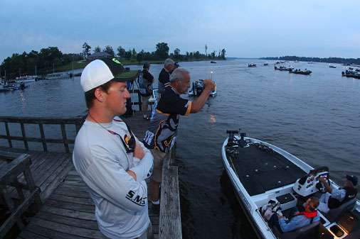 Carhartt Bassmaster College Series competitor Lucas Brown watches the Day One take-off.
