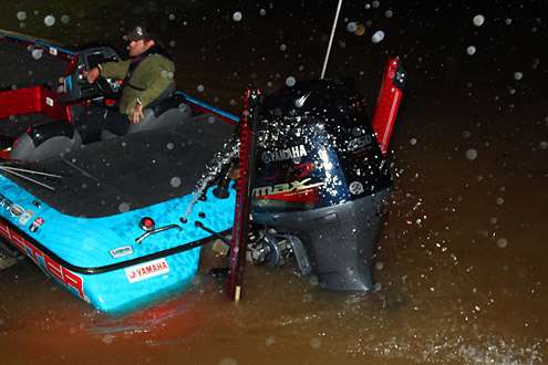 <p> </p>
<p>Hank Cherry launches into a muddy Logan Martin Lake while his bilge pump works hard to keep rainwater out of the boat.</p>

