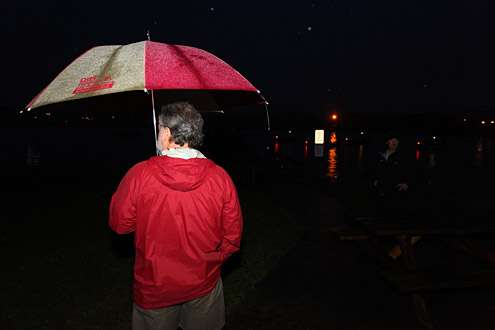 <p>Few spectators made it out for the Day Three launch due to the thunderstorms.</p>
