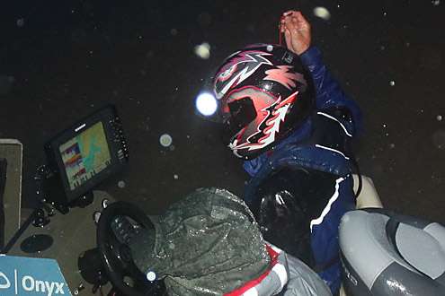 <p>In a full face motorcycle helmet, Ott DeFoe demonstrates that his kill switch functions correctly.</p>
